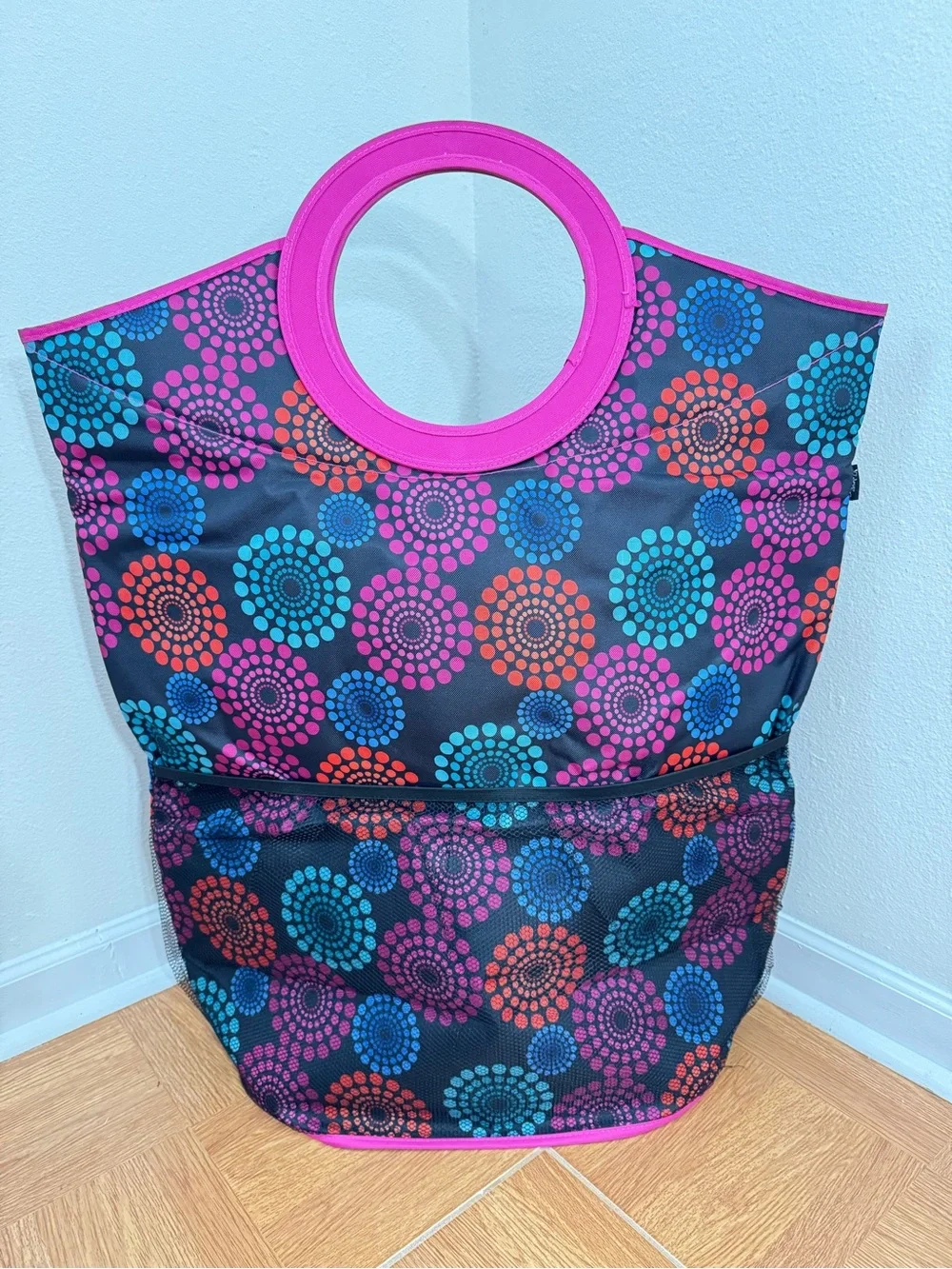 Extra Large Slam Dunk Collapsible Foldable Mesh Pocket Dorm Laundry Hamper Tote